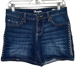 Wrangler Women's White Embroidered Seam Dark Wash Shorts Size 4 Medium